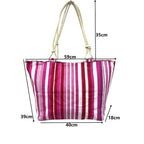 TOTE BAG Grande Rayas Multicolor – BOLSO DE PLAYA de Lona con Asas de Cuerda, Capacidad Extra, 6 Colores Disponibles