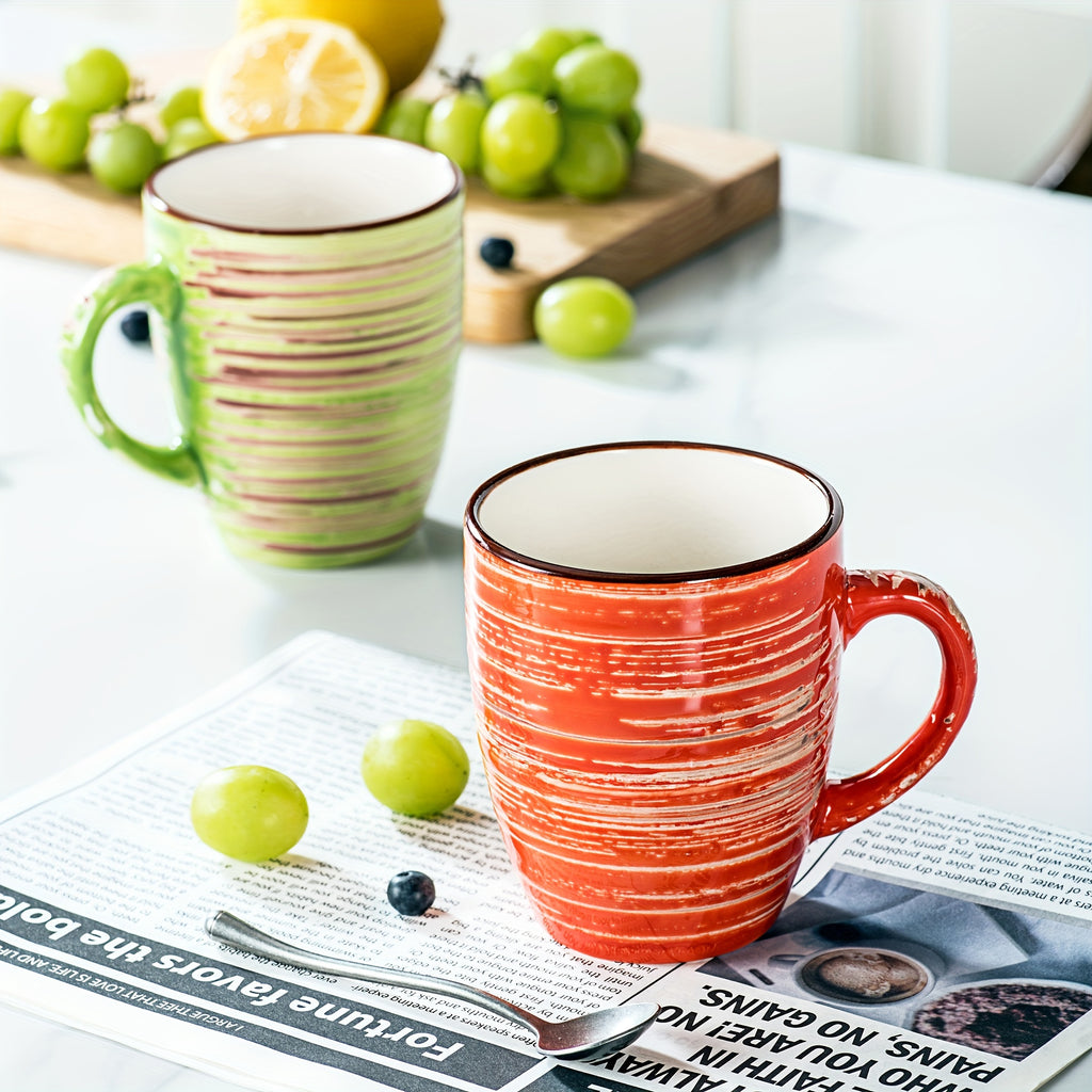 Juego de 6 tazas, Set de tazas de café y té de cerámica estilo rústico chic multicolor, ideal para café/té/chocolate caliente/leche/agua/bebida. (375 ml/13 oz)