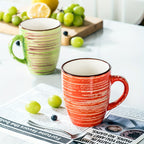 Juego de 6 tazas, Set de tazas de café y té de cerámica estilo rústico chic multicolor, ideal para café/té/chocolate caliente/leche/agua/bebida. (375 ml/13 oz)