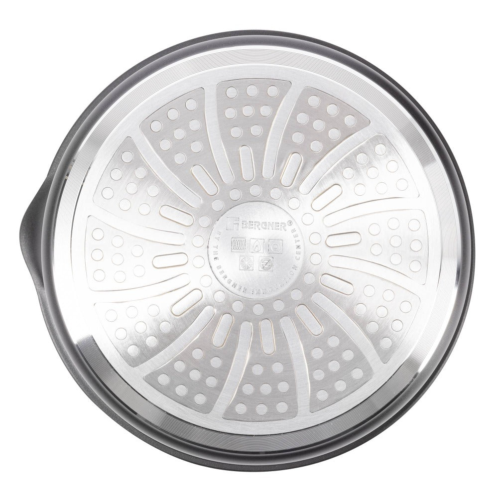 Bergner Click&Cook Batería de cocina 10 Pzs Mango extraíble, 3 Sartenes, 2 Cazos, Tapas y Utensilios Aluminio revestimiento antiadherente