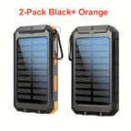 Paquete de 2 cargadores solares de 20000mAh, panel de carga solar portátil con doble salida USB, paquete de batería externa de carga rápida, modelo de emergencia con linterna LED incorporada para senderismo. (Paquete de 2)