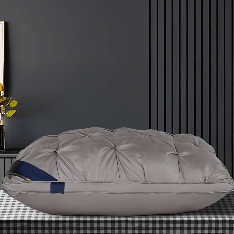 Almohadas Extra Grandes de Lujo Calidad Hotelera 2025 - Funda 100% Poliéster y Relleno Suave Alternativo de Plumas, Soporte Ergonómico para Quienes Duermen de Espalda/Brazos/Boca Abajo, Estilo Estándar Blanco/Gris para Uso Doméstico y Hotelero
