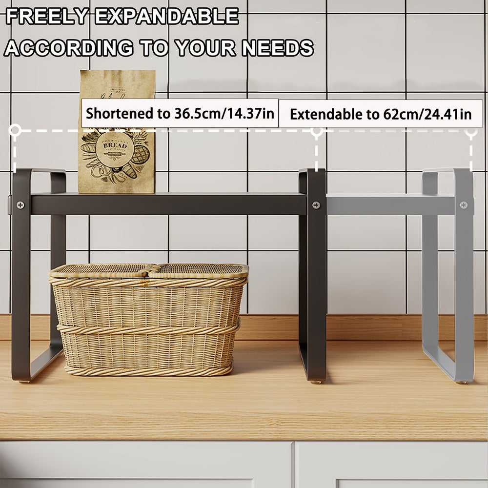 Estantería de cocina extensible para 1pc/2pcs, estante dorado para almacenamiento de especias, adecuado para encimeras de cocina, despensa, armarios, refrigerador ()