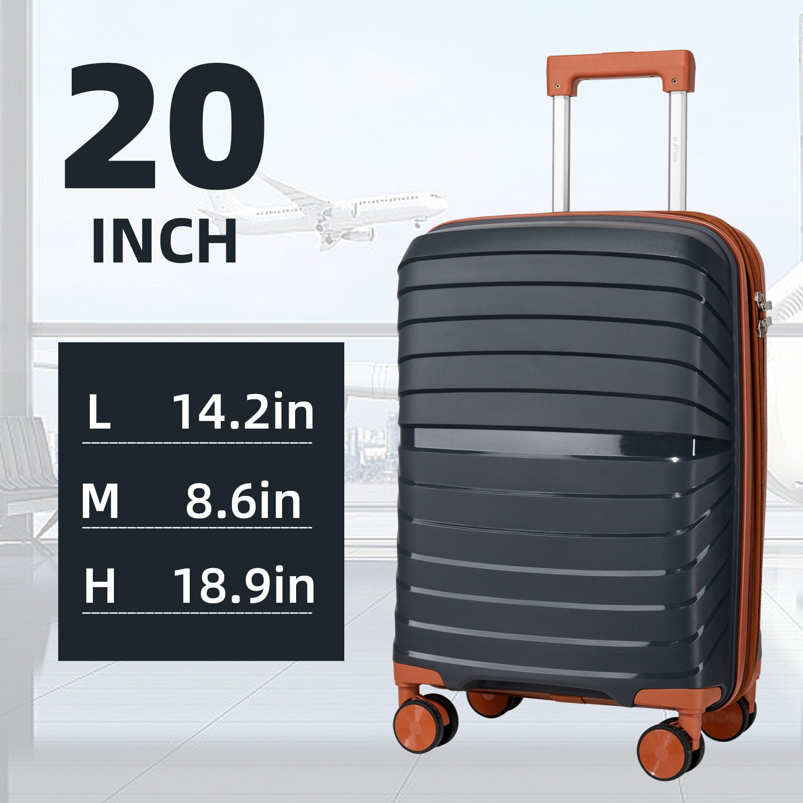 Maleta Nueva de 20 Pulgadas 100% PP | Resistente a Golpes y No Deformable | Diseño Expandible | Lista para Vuelos | Ideal para Aventuras de Viaje y un Regalo Práctico Perfecto para Amigos
