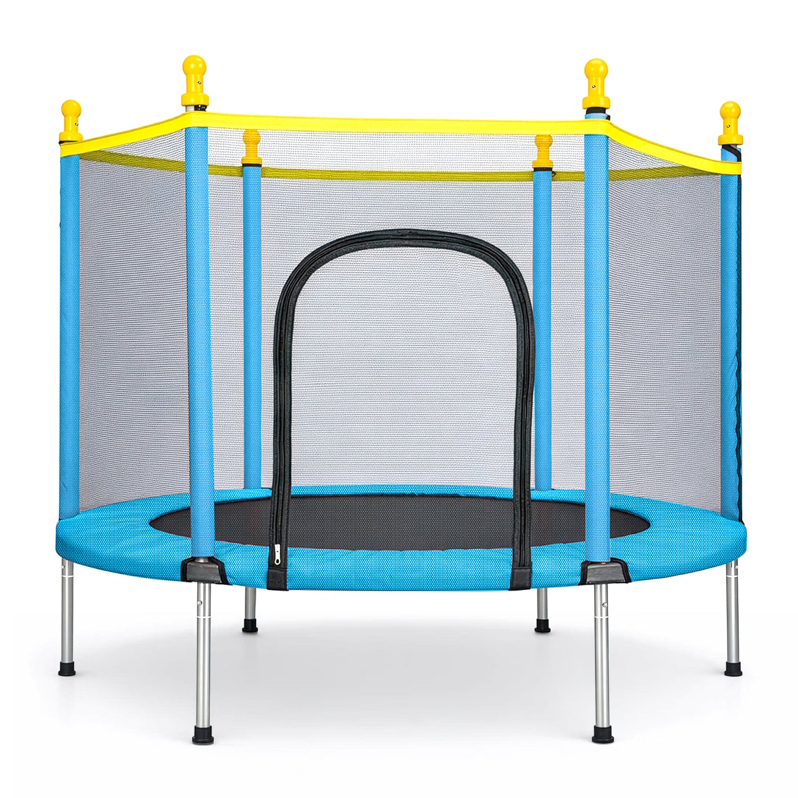 Trampolín de 1.5 pies con cubierta de red de seguridad y accesorios | Saltarín de espacio libre para uso en interiores y exteriores, forma redonda, material de hierro y ABS, disponible en naranja y rosa - Marca: youyijia