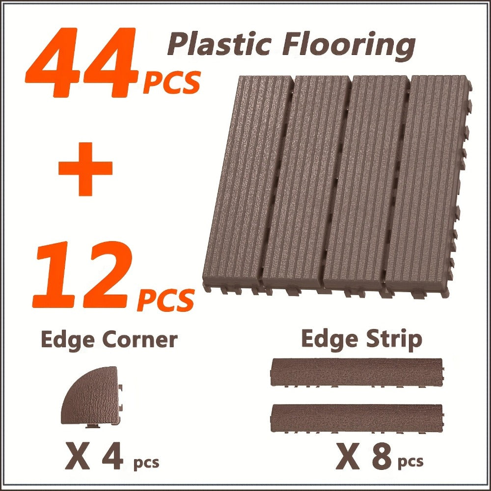 44 piezas de baldosas de composite para terraza exterior de 29.97 X 29.97 cm, pisos entrelazados para terraza, baldosas de piso de terraza rápidas, pisos impermeables para patio, balcón, jardín y exteriores, 44 baldosas por caja de 43.05 pies cuadrados, 1