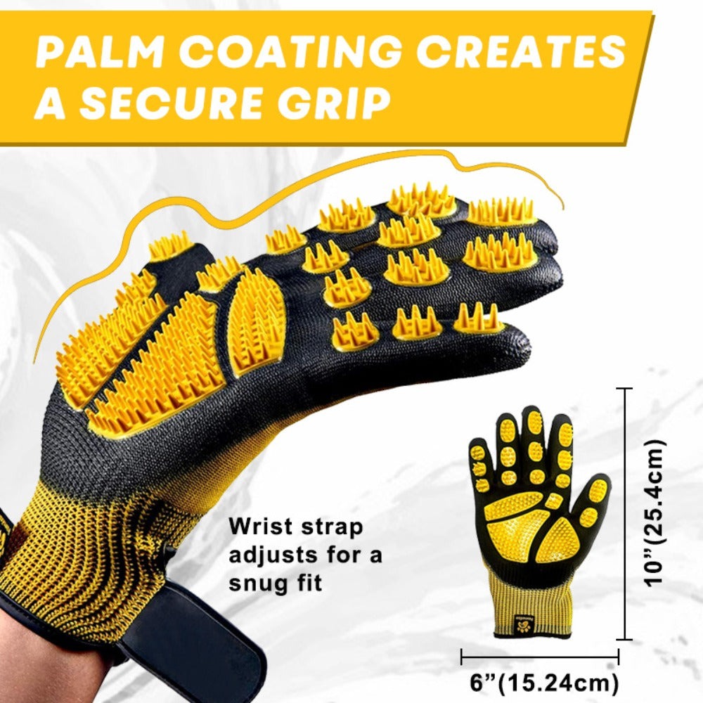 Guantes para baño y aseo de mascotas - Guantes para deshacer pelaje aptos para mascotas con pelo largo y corto, eficaces para eliminar el pelo de gatos, perros y caballos (Amarillo)