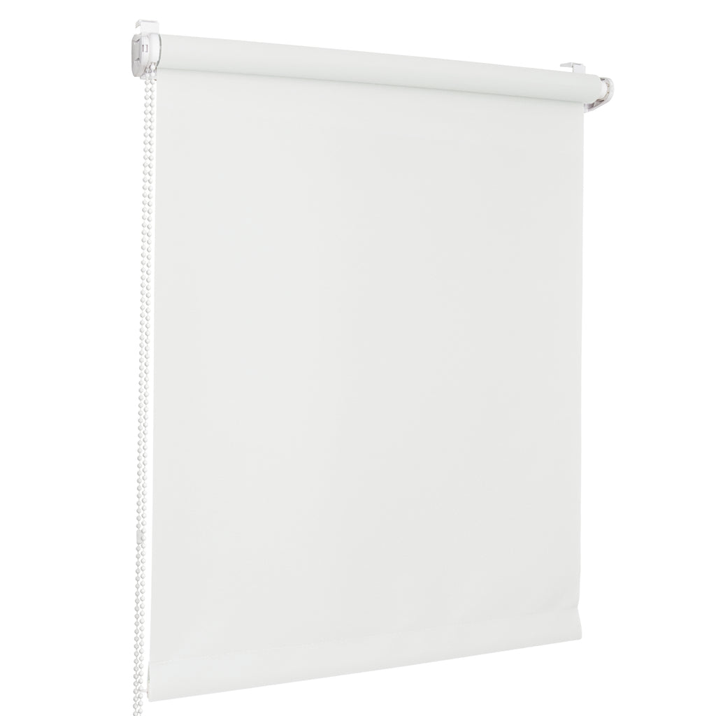 Persiana Enrollable para Ventana • BLANCA • 32 Tamaños • BOJANEK MINI ROLLER BLIND • Soportes Ajustables • Instalación sin Taladro en la Ventana • Persiana Enrollable con Mecanismo de Cadena • Cubierta de Ventana Protectora contra el Sol • Ideal para Saló