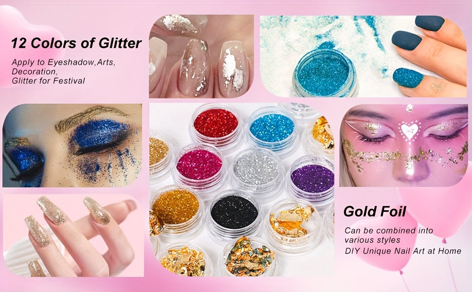 Set de estudio de uñas con máquina y lámpara - El set incluye polvo acrílico, corrector de imperfecciones, accesorios para arte de uñas, diseño de gel - Set completo para hogar y salón