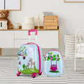 Juego de Equipaje para Niños de 2 Piezas: Maleta con Ruedas de Plástico + Mochila, Maleta de Viaje de Carcasa Dura para Niños y Niñas (12"+16")