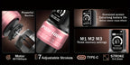 Kit de pluma máquina de tatuaje rotativa inalámbrica POSEIDON, motor sin núcleo de trazo ajustable de 2.4-4.2 mm, dos baterías con pantalla digital de 2300 mAh, viene con 10 agujas de tatuaje y otras adiciones