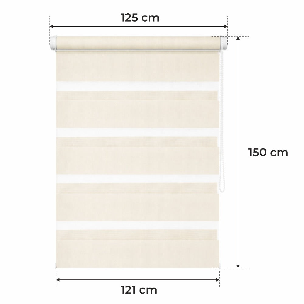 Cortina Opaca Día y Noche - BEIGE - 32 Tamaños - BOJANEK DÍA & NOCHE - No Invade la Ventana, Instalación Sin Taladrar, Regulación por Cadena, Soportes Ajustables para Diferentes Grosores de Ventana, Diseño Moderno, Protección Contra la Luz y la Privacidad