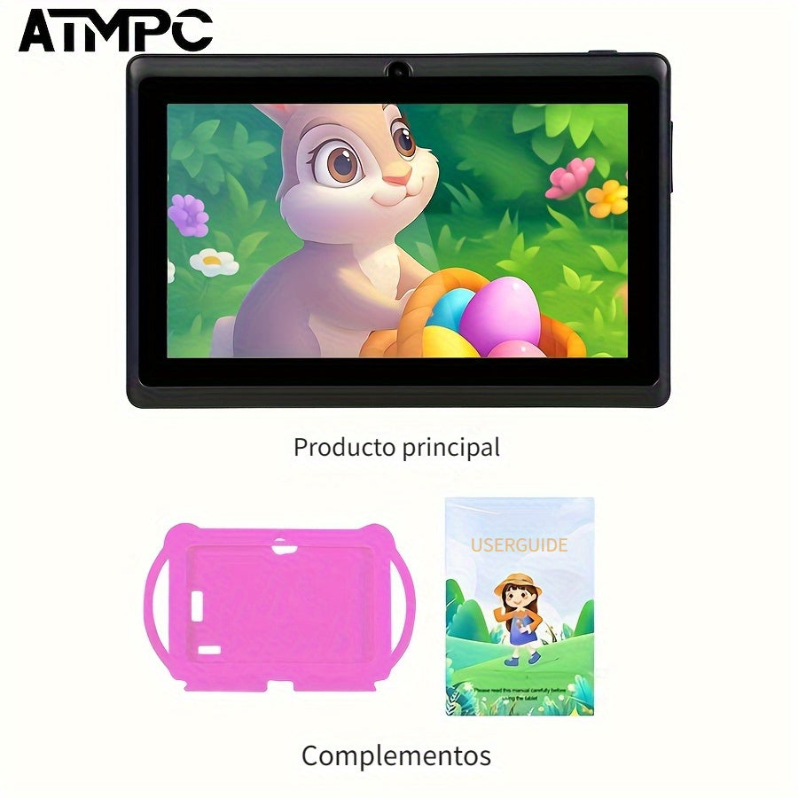 Tablet | Tableta para niños ATMPC de 7 pulgadas, 32 GB de ROM, 4 GB (2 GB + 2 GB) de RAM, Android 14.0 con WiFi 2.4G, pantalla de protección