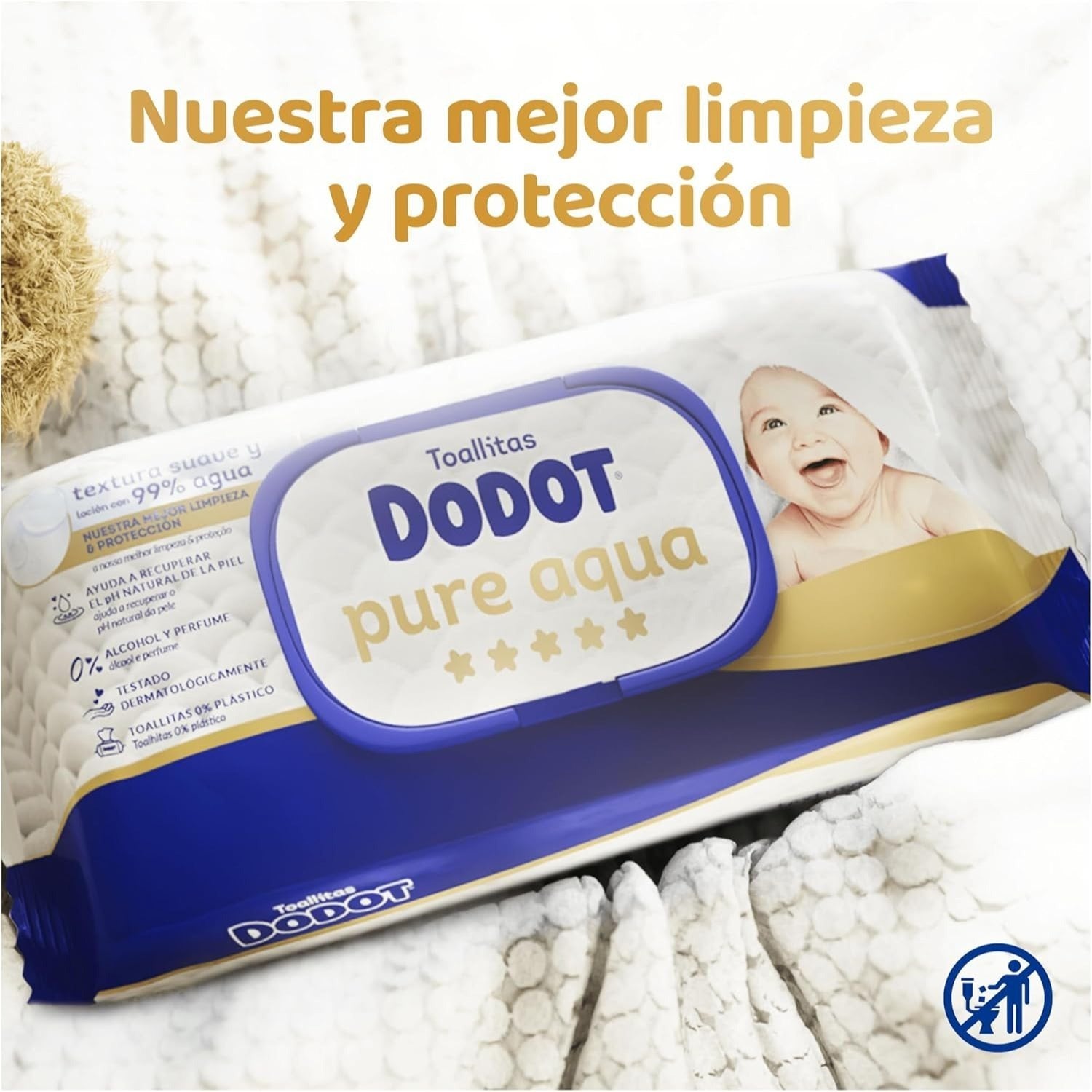 Toallitas Dodot Aqua Pure Para Bebé. 672 Toallitas - 14 Pack De 48 Unidades. Ayuda A Restaurar El PH Natural De La Piel, 99% Agua, Sin plástico. Toallitas doodot Aqua Pure