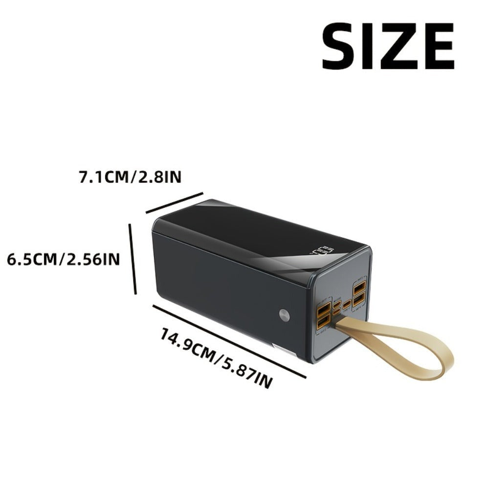 Batería Externa de 100000Mah | Ultra Alta Capacidad y Carga Segura | Pantalla LED y Correa de Cuero | Carga Rápida Multi-Dispositivo | Protección contra Sobrecalentamiento y Sobrecarga | para Android y iOS | Batería de Respaldo de Energía de Emergencia pa