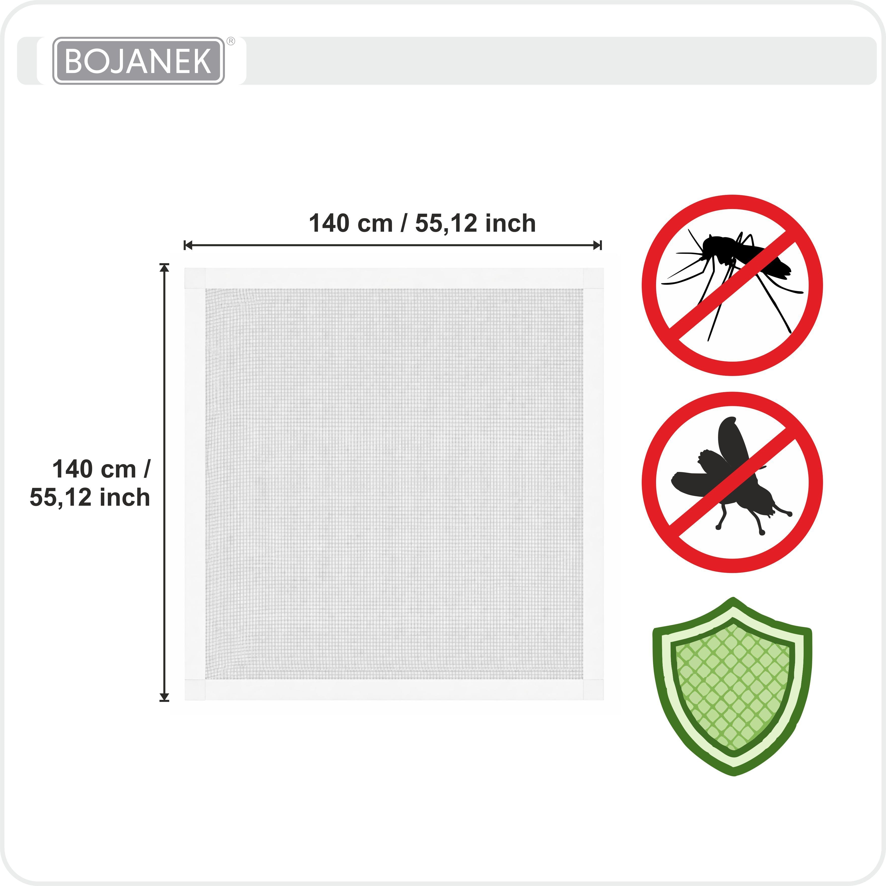 Mosquitera con marco blanco para ventana - BOJANEK - Marco de aluminio blanco - 30 tamaños - Mosquitera no invasiva para ventana - Malla de fibra de vidrio gris - Mosquitera contra mosquitos, moscas e insectos - Mosquitera para marco de ventana sin taladr