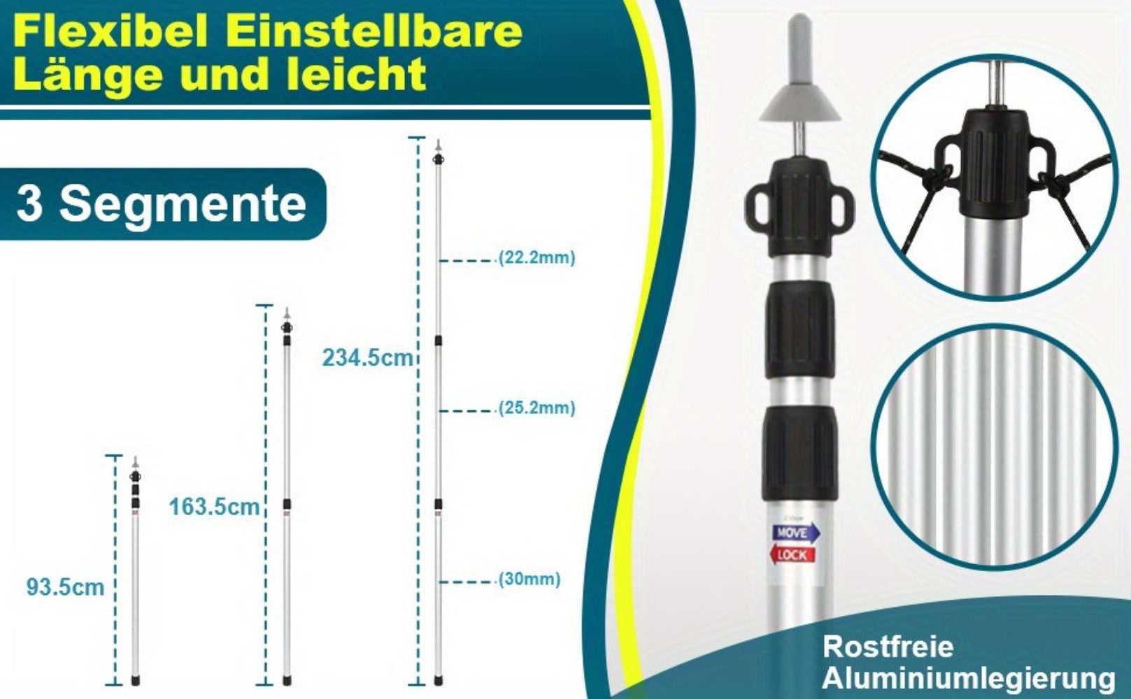 Poste telescópico para carpas lona, postes de camping, poste telescópico de aluminio ajustable telescopio 90-230 cm, postes para toldos, postes para carpas telescopio con bolsa de almacenamiento