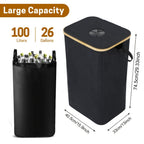 Cubo de Reciclaje Plegable de 100L y 70L, Material de Nylon 900D, con Bolsa Extraíble - Organizador de Basura de Tela Oxford Negra de Gran Capacidad, para Reciclaje de Vidrio, Plástico, Metal y Botellas Vacías, Almacenamiento para Cocina y Lavandería