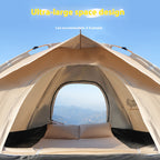 PAKICETUS Carpa de Apertura Rápida para Exteriores - 1-2/3-4 Personas, Carpa para Todas las Estaciones, Doble Puerta con Ventilación Mejorada, Ligera y Resistente al Viento en Gris/Amarillo, Ideal para Camping, Senderismo, Accesorios para Campistas, Carpa