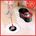 Mopa Rotatoria con Cubo y Microfibra, Set con Esponjas Gratis, Sistema de Secado y Lavado, Ideal para Paneles, Azulejos y Pisos de Madera, Cómoda, Duradera y Fácil de Usar.