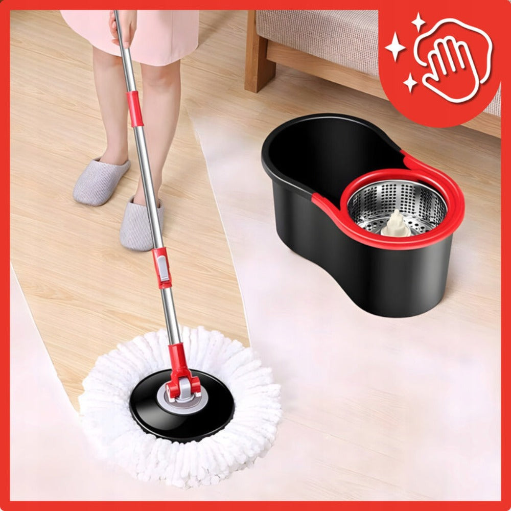 Mopa Rotatoria con Cubo y Microfibra, Set con Esponjas Gratis, Sistema de Secado y Lavado, Ideal para Paneles, Azulejos y Pisos de Madera, Cómoda, Duradera y Fácil de Usar.