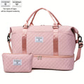 Juego de Bolsos para Mujer: Combinación de Bolso de Viaje y de Gimnasio de Gran Capacidad, Bolso con Estampado de Letras, Regalo de San Valentín, Bolso de Equipaje Multifuncional, Bolso de Mano Cosido para Viajes de Corta y Larga Distancia, Compartimento