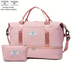 Juego de Bolsos para Mujer: Combinación de Bolso de Viaje y de Gimnasio de Gran Capacidad, Bolso con Estampado de Letras, Regalo de San Valentín, Bolso de Equipaje Multifuncional, Bolso de Mano Cosido para Viajes de Corta y Larga Distancia, Compartimento