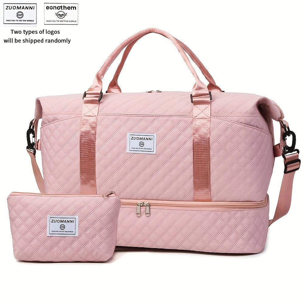 Juego de Bolsos para Mujer: Combinación de Bolso de Viaje y de Gimnasio de Gran Capacidad, Bolso con Estampado de Letras, Regalo de San Valentín, Bolso de Equipaje Multifuncional, Bolso de Mano Cosido para Viajes de Corta y Larga Distancia, Compartimento