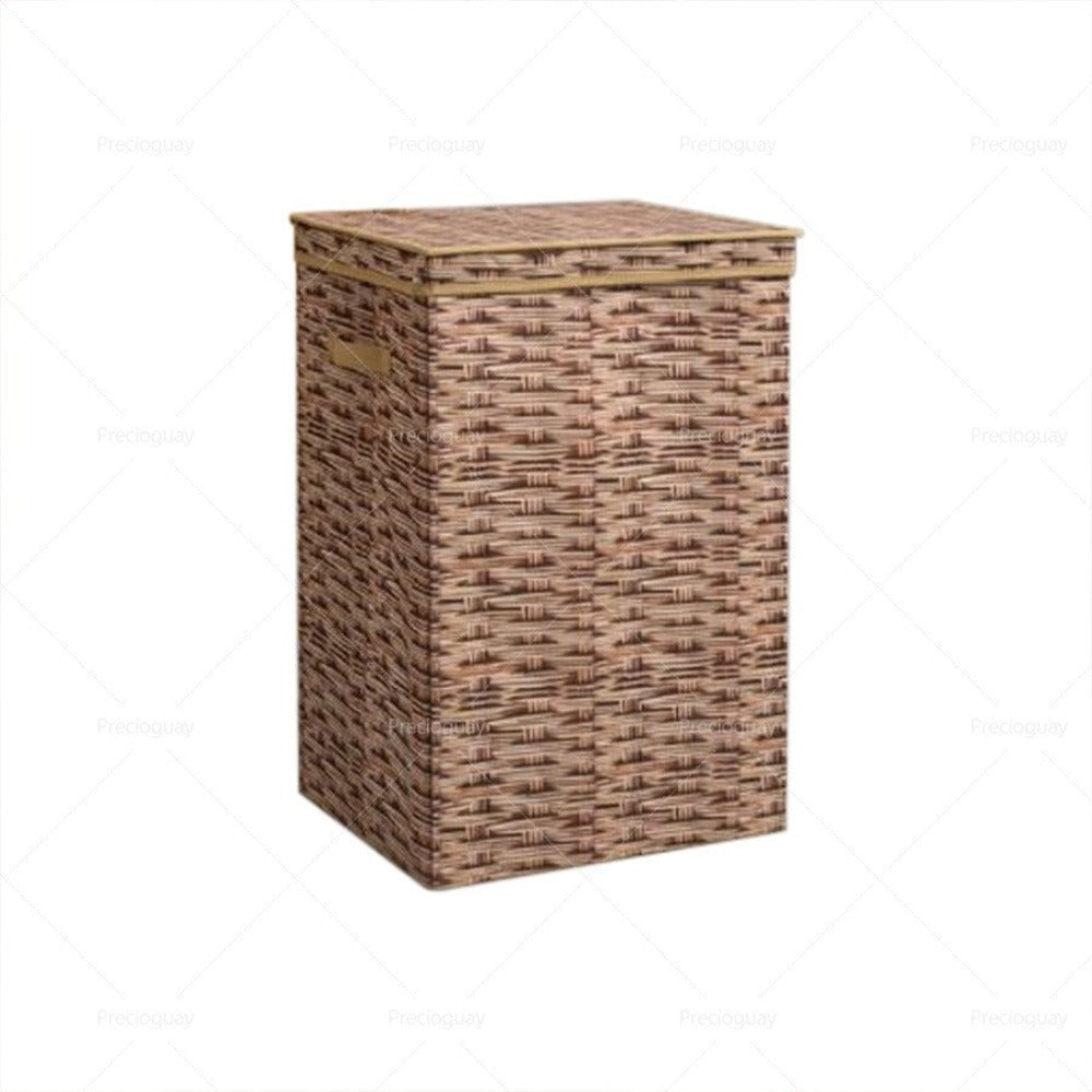Cesta de lavandería grande de plástico con estampado de ratán y espacio de almacenamiento, cesta de lavandería para el baño, cesta para toallas de hotel de cinco estrellas, cesta de lavandería, dimensiones 40 x 35 x 60 cm