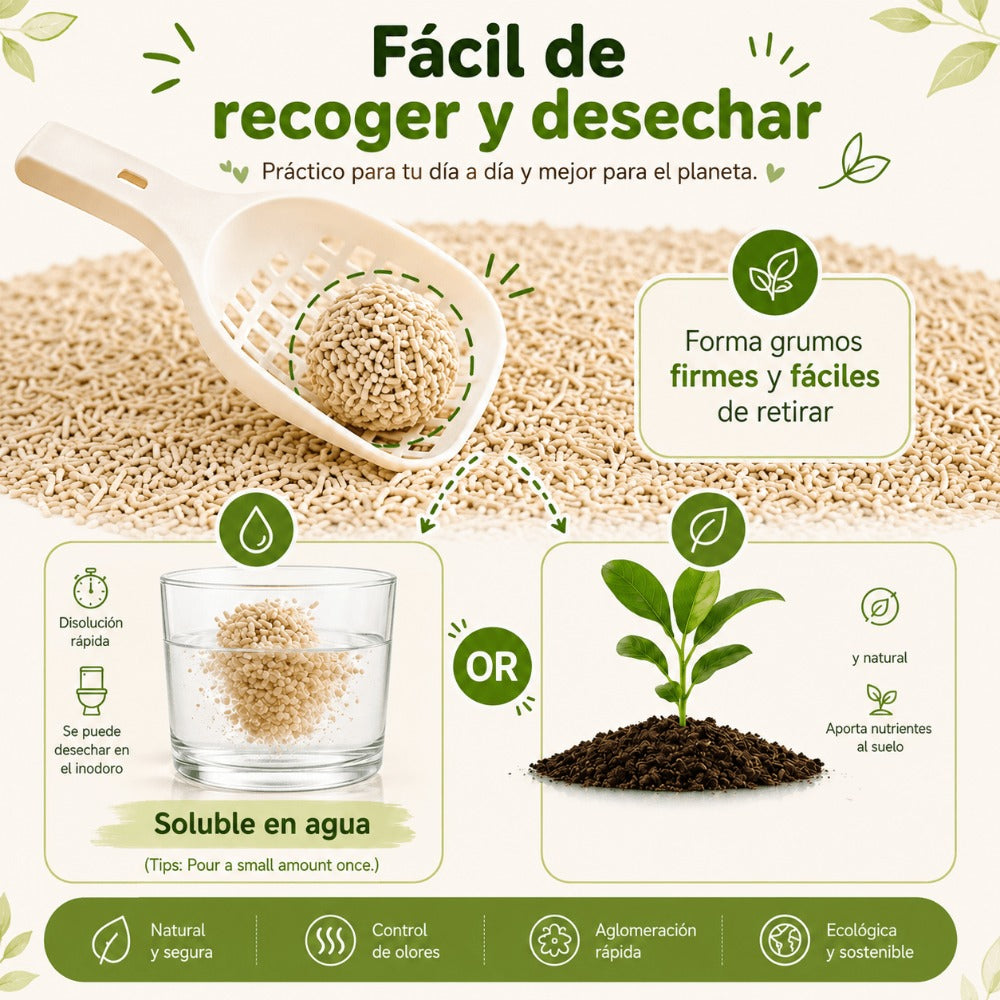 Arena de Tofu para Gatos 6L x 4 Bolsas – Ultra Aglomerante, Sin Polvo, Control de Olores, Absorbente y Segura para Gatitos