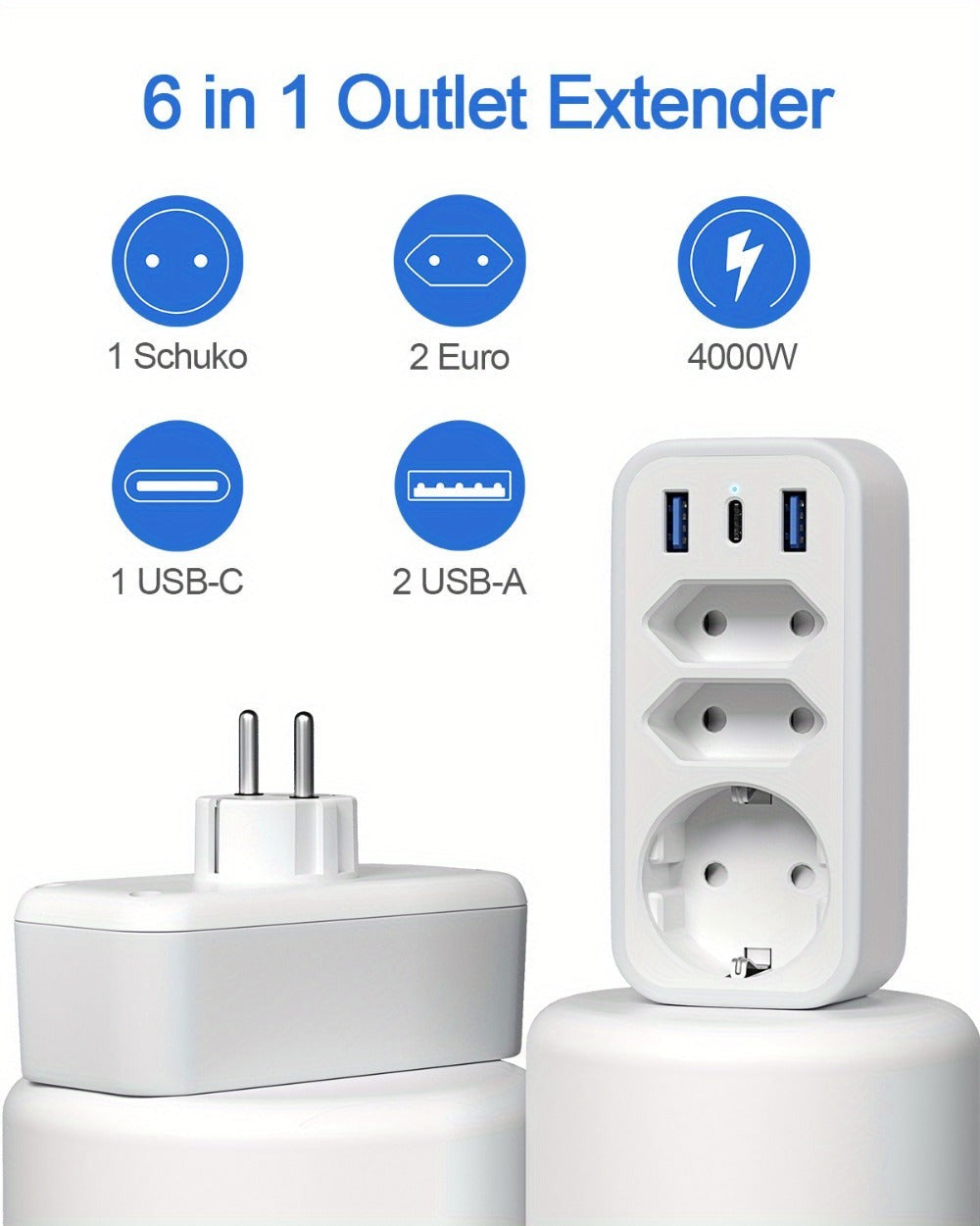 Tablet 5 V, 2 unidades enchufe USB, adaptador enchufe, Ahorra espacio