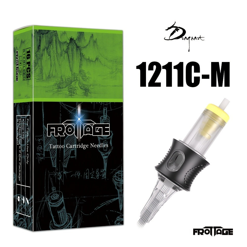 Juego de 16 agujas para tatuaje con agujas integradas, puntas de aguja, ensamblaje estable, ajuste fino, ideal tanto para artistas como para principiantes, cuerpo inodoro para suministros de tatuaje artístico