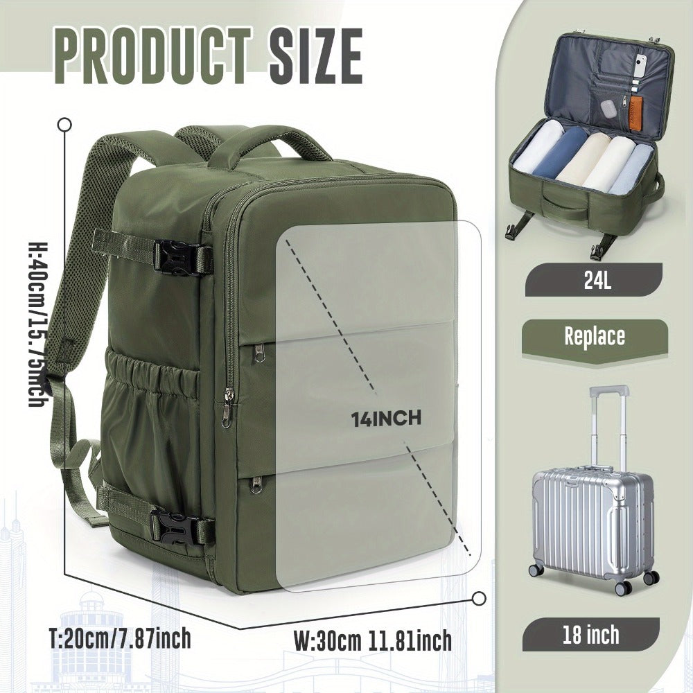 Mochila de Viaje 40X30X20 CM, Dimensiones Ryanair 40X30X20 CM Mochila de Cabina/Mochila de Equipaje/Mochila de Aviación, Convertible de Mano, Ligera Ideal para Viajes Cortos, Se Adapta Fácilmente Debajo de los Asientos, Mochila Portátil para Laptop de 14"