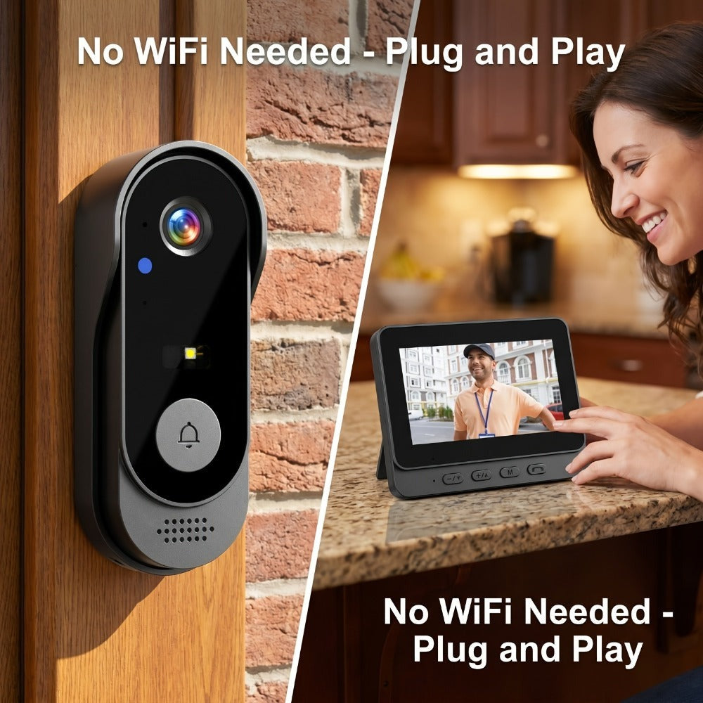 1 Timbre de video inteligente sin varillas, videoportero bidireccional con visión nocturna por infrarrojos, grabación con un toque y comunicación de audio bidireccional. Ideal para vigilancia del hogar, villas y apartamentos. El regalo perfecto para perso