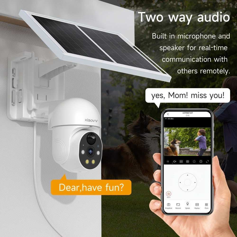 Cámara de seguridad solar solar XIAOVV P6 1080P inalámbrica para exterior 4G, vista PTZ 360°, visión nocturna a todo color, detección de movimiento, detección humana, audio bidireccional, notificación de alarma, compatible con red de 2.4GHz, para segurida