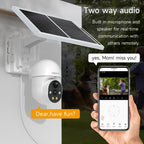 Cámara de seguridad solar solar XIAOVV P6 1080P inalámbrica para exterior 4G, vista PTZ 360°, visión nocturna a todo color, detección de movimiento, detección humana, audio bidireccional, notificación de alarma, compatible con red de 2.4GHz, para segurida