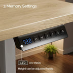 Escritorio Eléctrico Ajustable en Altura con Toma de Corriente Integrada y Puerto USB - Motor Silencioso, 3 Memorias Preestablecidas, Escritorio de Pie para Oficina en Casa, Tamaños Ancho/Estrecho, Madera y Estructura, Protección contra Sobrecalentamiento