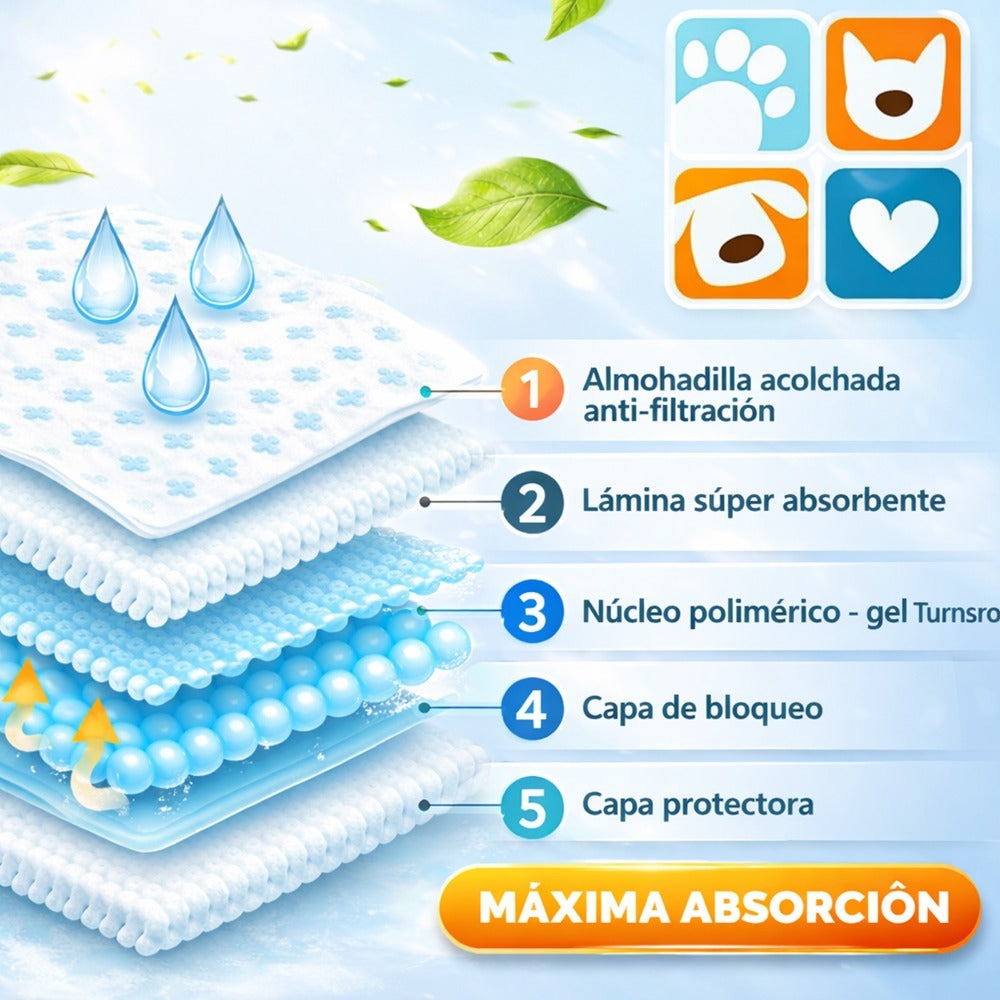 Empapadores para mascotas, almohadillas absorbentes desechables para perros y gatos, extra gruesas, anti fugas, control de olores, tapetes de entrenamiento interior, 60x60cm 35PCS 60x90cm 35PCS