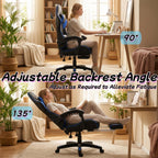 Silla de gaming ergonómica, silla de oficina con altura y respaldo ajustables, silla de oficina para computadora con soporte lumbar, reposapiés y reposacabezas, silla de gaming giratoria 360° con reposabrazos articulados