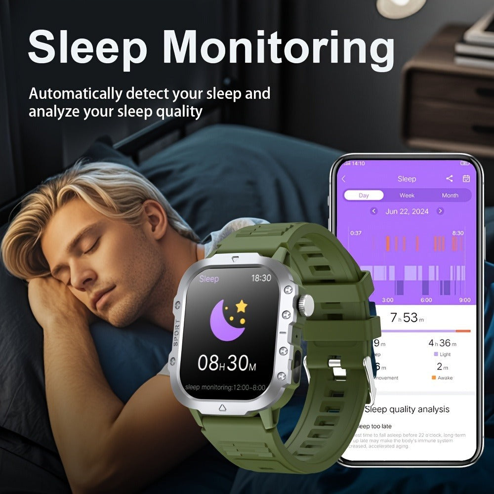 GWENLAND 2025 Smartwatch Estilo Deportivo - Pantalla de 2.2.54cm, Llamada Inalámbrica, Modos Multi-Deporte, Notificación de Mensajes, Foto Remota, Control de Música, Cuerpo de Aleación, Recargable por USB, Regalo Ideal para Entusiastas de la Aventura al A