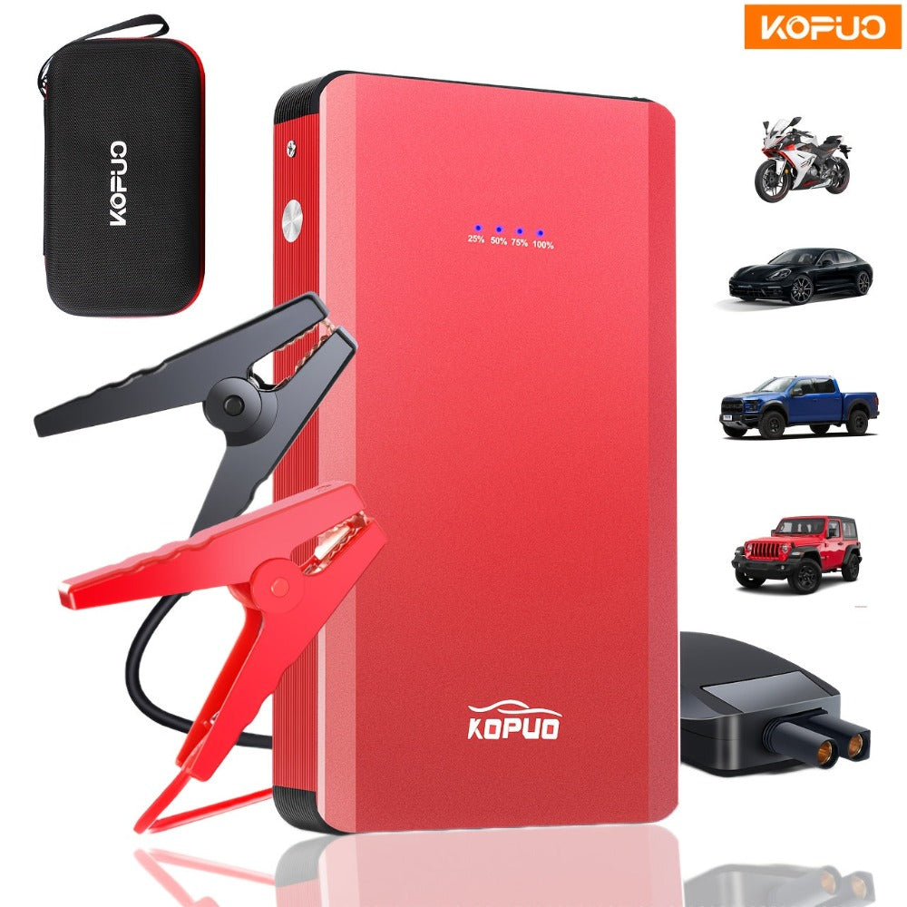Arrancador de batería de coche KOPUO, arrancador de batería de coche de 3000/4000A para motores de gasolina de hasta 8.5L y diésel de 7.0L, caja de arranque portátil de 12V con USB/banco de energía/salida dual/luce LED, cargador de coche
