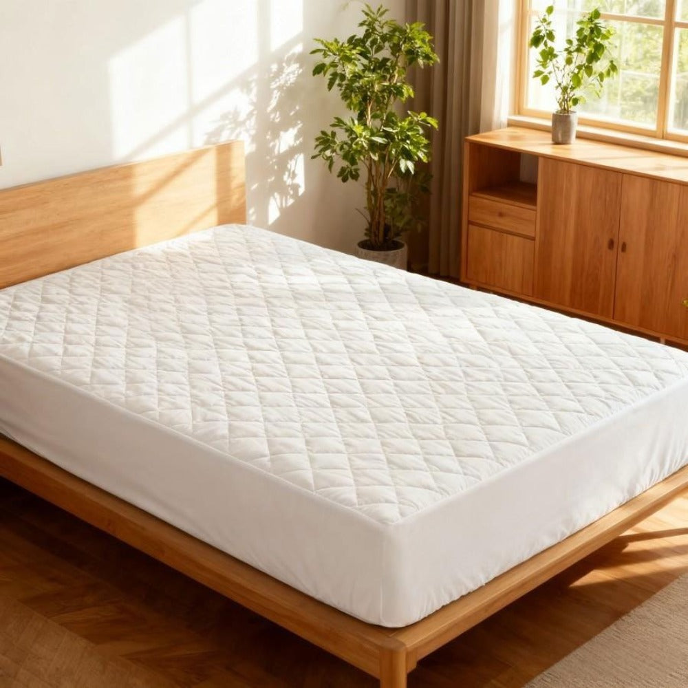 Protector De Colchón, Funda De Colchón Grande De Varios Tamaños, Impermeable, Transpirable, Suave, Impresa, Lavable A Máquina, Blanco