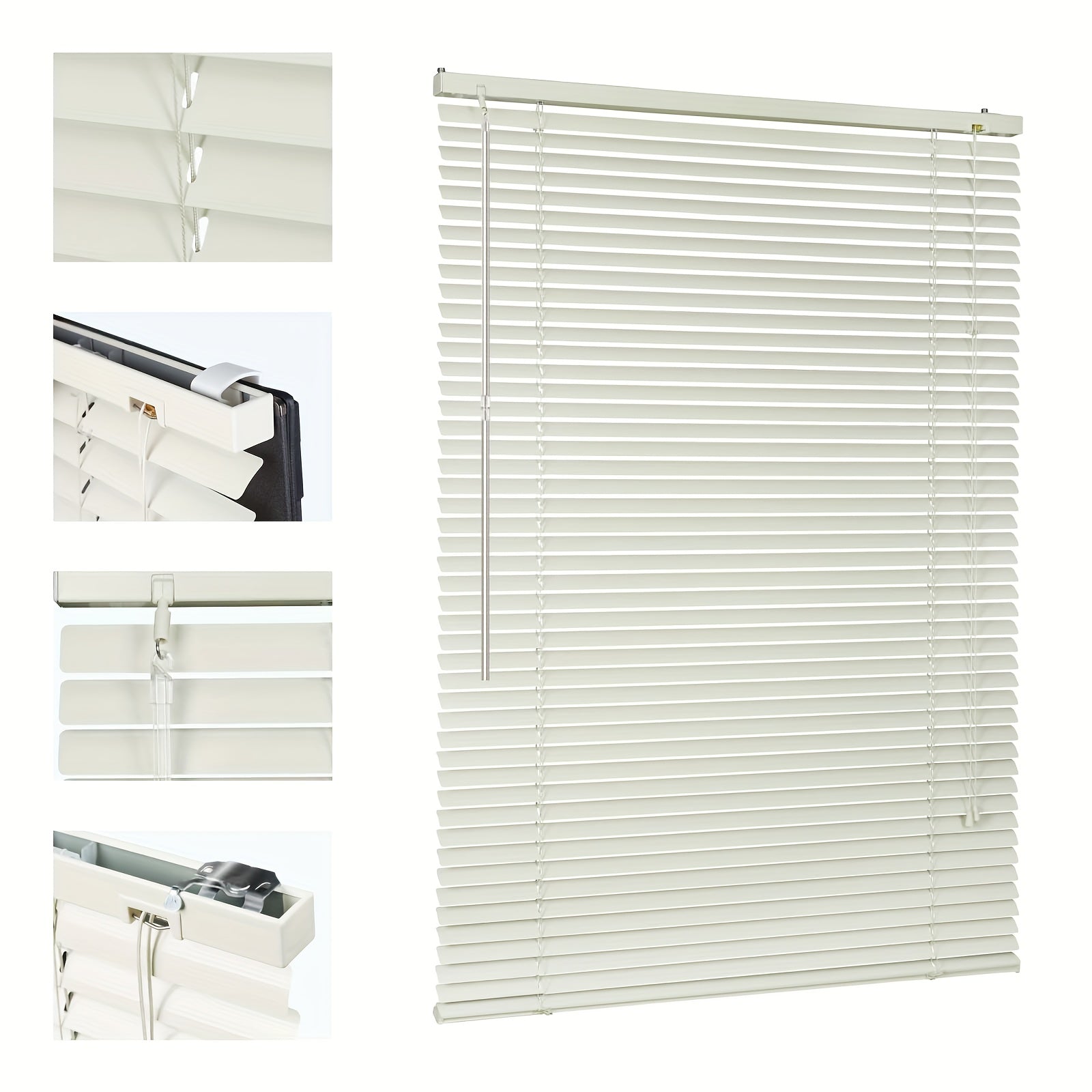 Persiana veneciana Sekey Klemmfix para ventanas, de suspensión libre, lamas de aluminio de 25 mm, con perforación, incluye material de montaje, persiana de aluminio, sin perforación