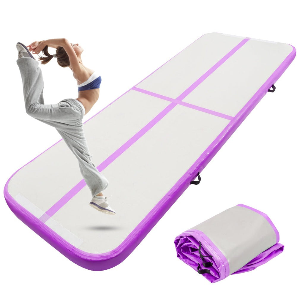 Colchoneta de aire de PVC de 10FT | 3m×1m×10cm Colchoneta inflable para gimnasia y acrobacia para entrenamiento de yoga, color sólido en, púrpura, verde fluorescente - Youyijia