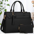 RAINSMORE Bolso de Mano para Mujer Bolso de Compras para Mujer Bolso Grande de 39.62 cm para Laptop Bolso de Trabajo de Cuero para Mujer Bolso de Hombro con Cartera Juego de Dos Piezas para Oficina de Negocios Escuela
