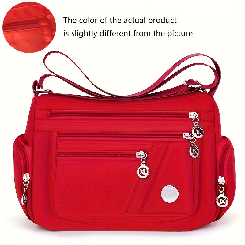Lingzhikang Bolso Bandolera Unisex Casual - un Bolso de Hombro Espacioso con Múltiples Bolsillos y Correas Ajustables, Hecho de Forro Ligero y Duradero. La Versión Negra Presenta Detalles de Borlas