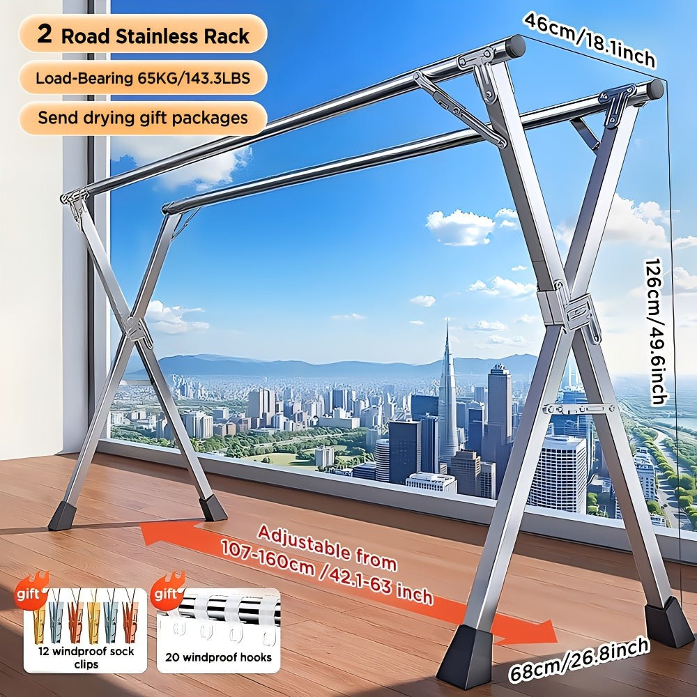 Tendedero de ropa | Longitud retráctil y plegable, tamaños de 160.02cm y 199.9cm, metal duradero, independiente, acero inoxidable resistente, JOYBOS, tendederos