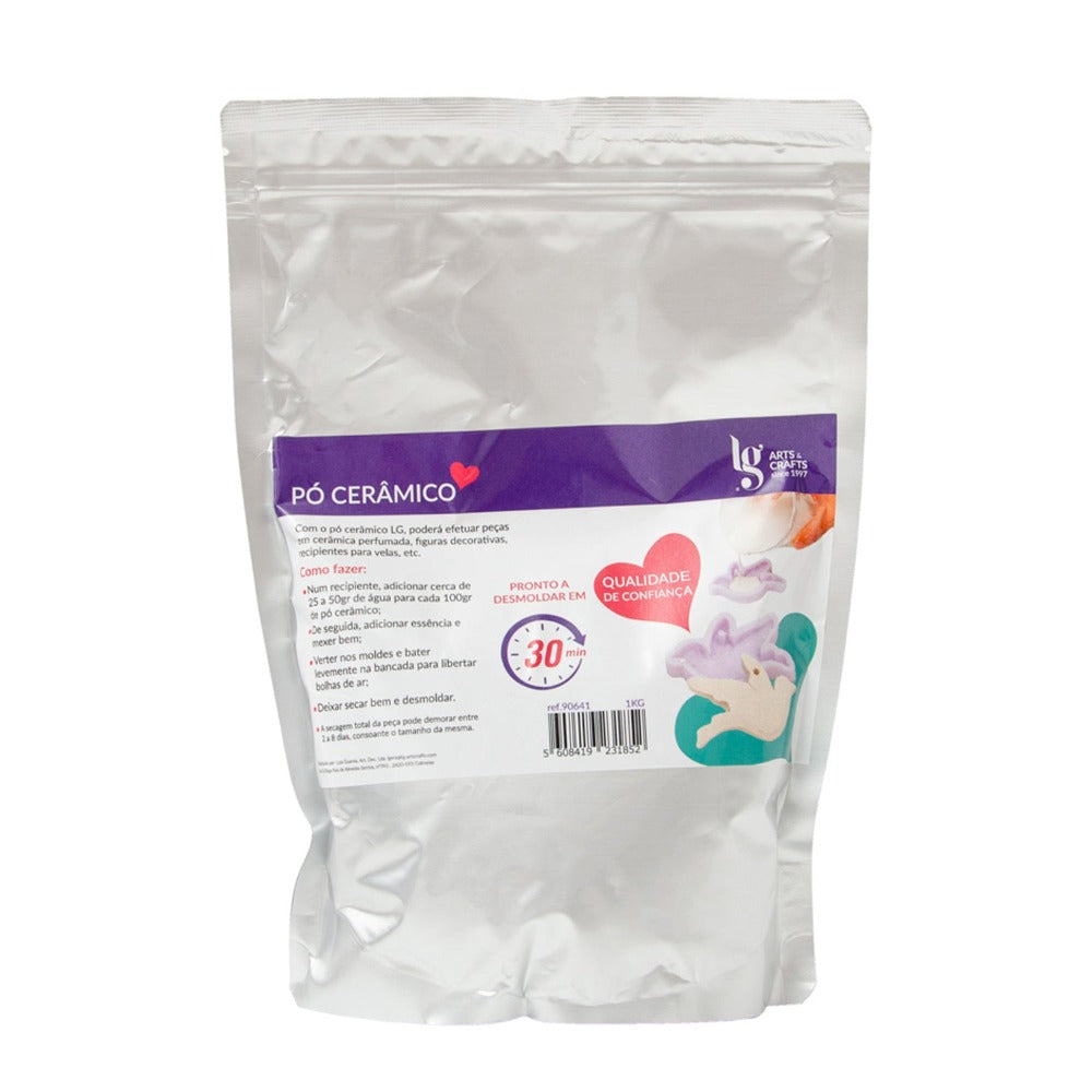Polvo de Yeso Cerámico LG 1KG Blanco - Secado rápido, ideal para moldes, manualidades, trabajos artesanales, piezas de cerámica y decoración - DIY. Fácil de usar, adecuado para principiantes, seguro de trabajar e inodoro.