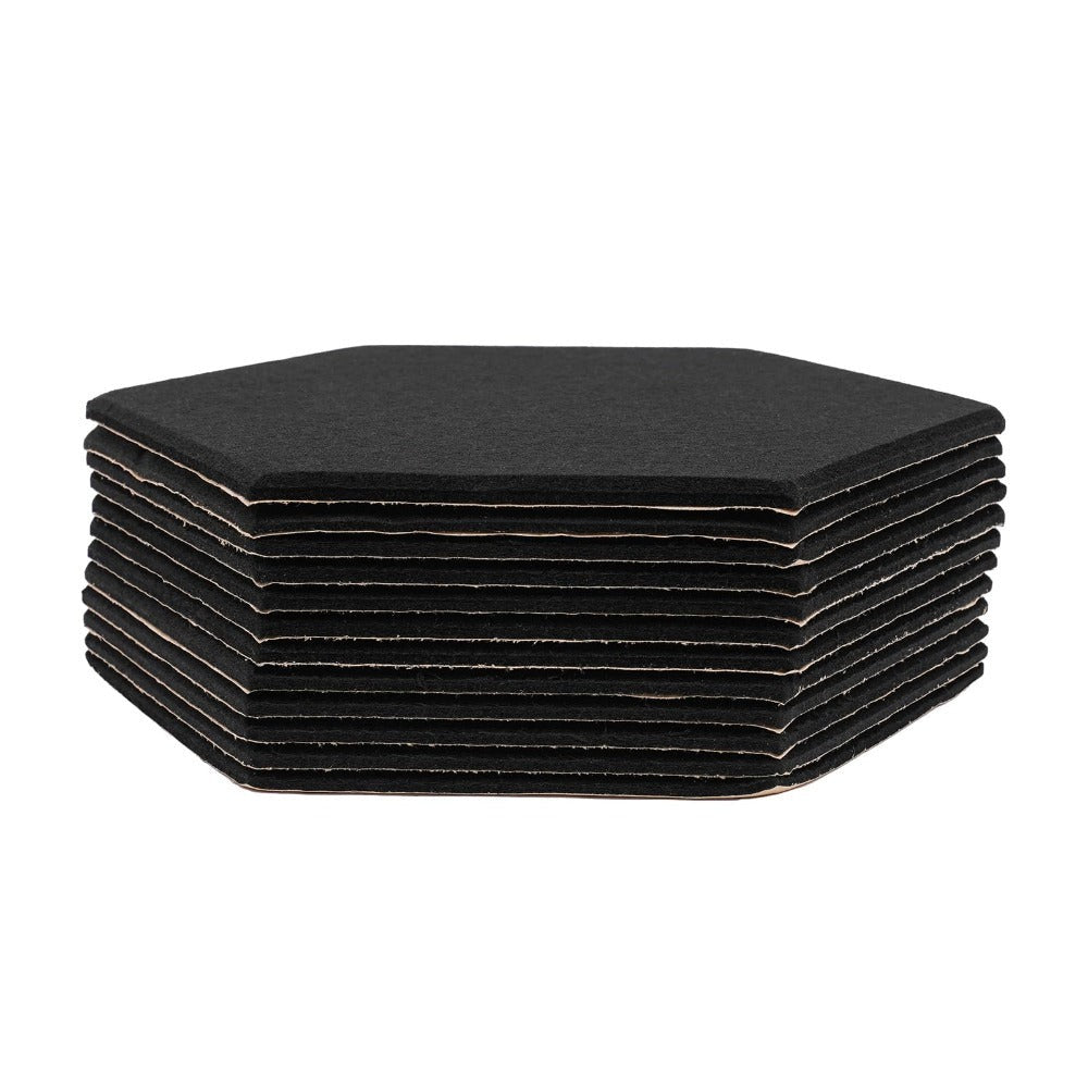 12 Paneles Acústicos Autoadhesivos | Paneles de Pared Insonorizados Hexagonales de Espuma Acústica de 30*35cm Fibra de Poliéster para Estudios de Grabación Negro
