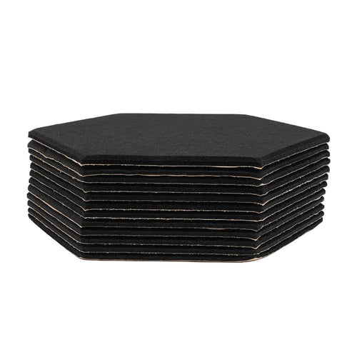 12 Paneles Acústicos Autoadhesivos | Paneles de Pared Insonorizados Hexagonales de Espuma Acústica de 30*35cm Fibra de Poliéster para Estudios de Grabación Negro